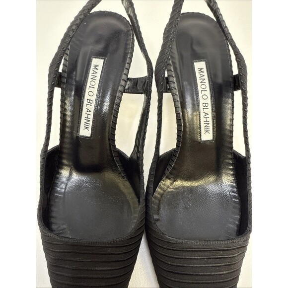 Manolo Blahnik Bretto Satin Slingback Pointy Toe Pumps EU 35.5 - Picture 6 of 16